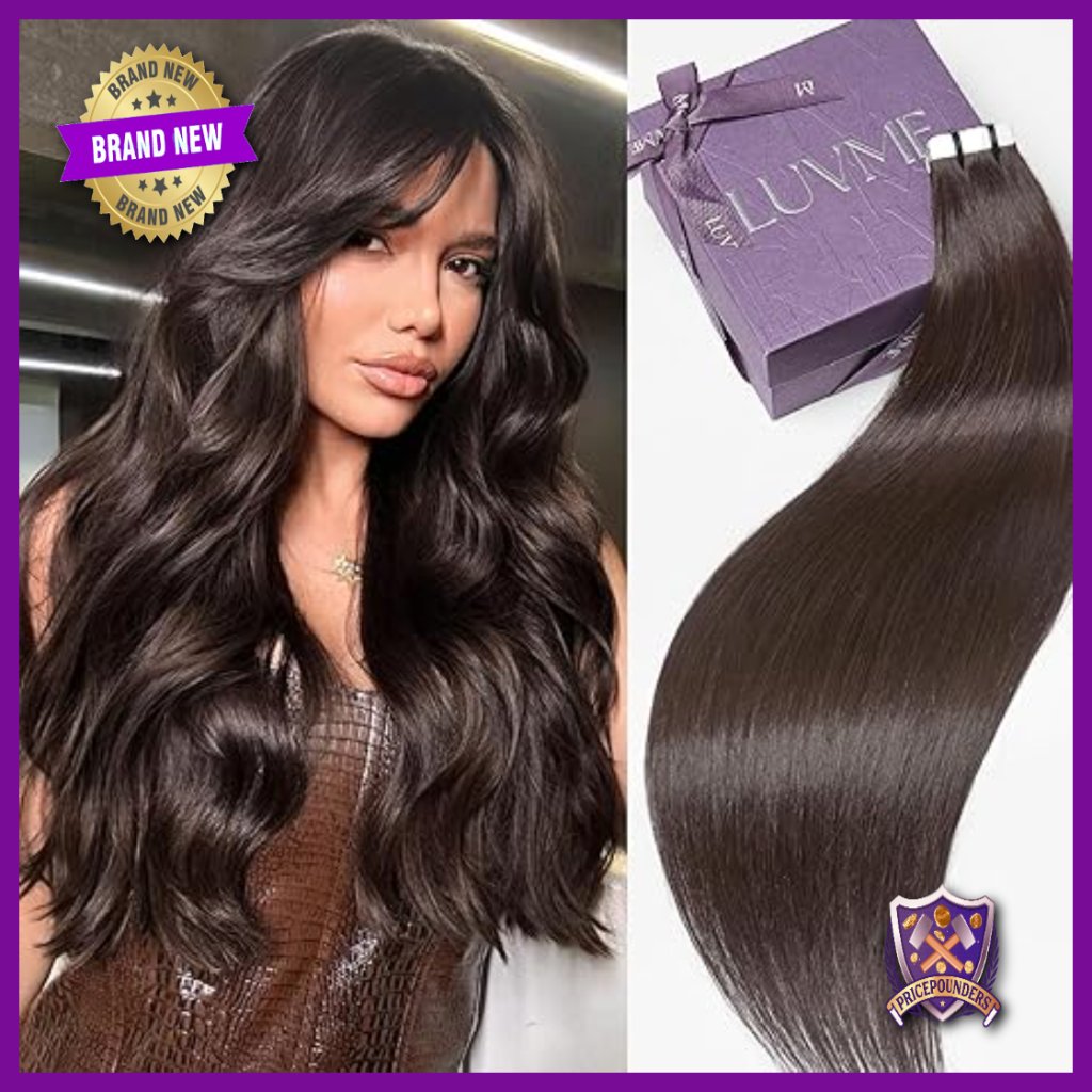22 Inch Human Hair Tape-In Extensions, 20 Pieces, Straight, Reusable